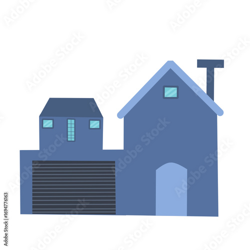 Illustration of a house building. Illustration of a minimalist house. Flat design of a house building. Illustration of a house with a garage
