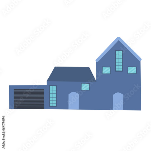 Illustration of a house building. Illustration of a minimalist house. Flat design of a house building. Illustration of a house with a garage
