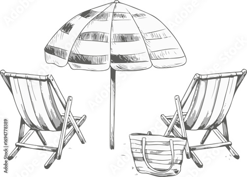 beach chair and umbrella