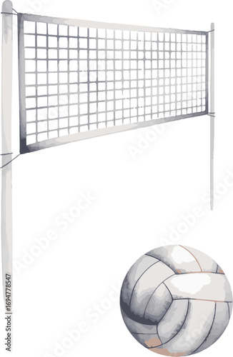volleyball net and ball