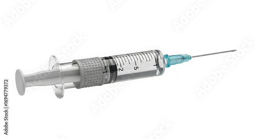Medical syringe with needle detailed close-up medical injection tool ready for healthcare administration pharmaceutical medical equipment transparent background