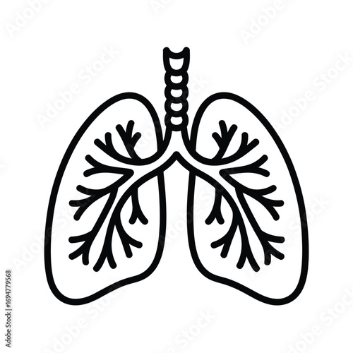 Simple outline illustration of human lungs and trachea