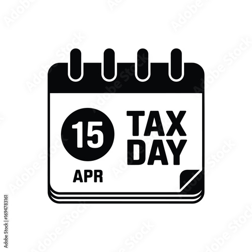 Calendar page showing tax day april fifteenth