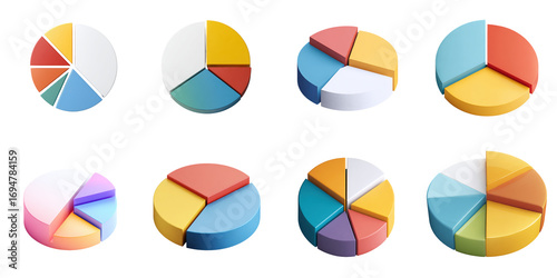 Animation pie graph png in 3d transparent for stat presentation.