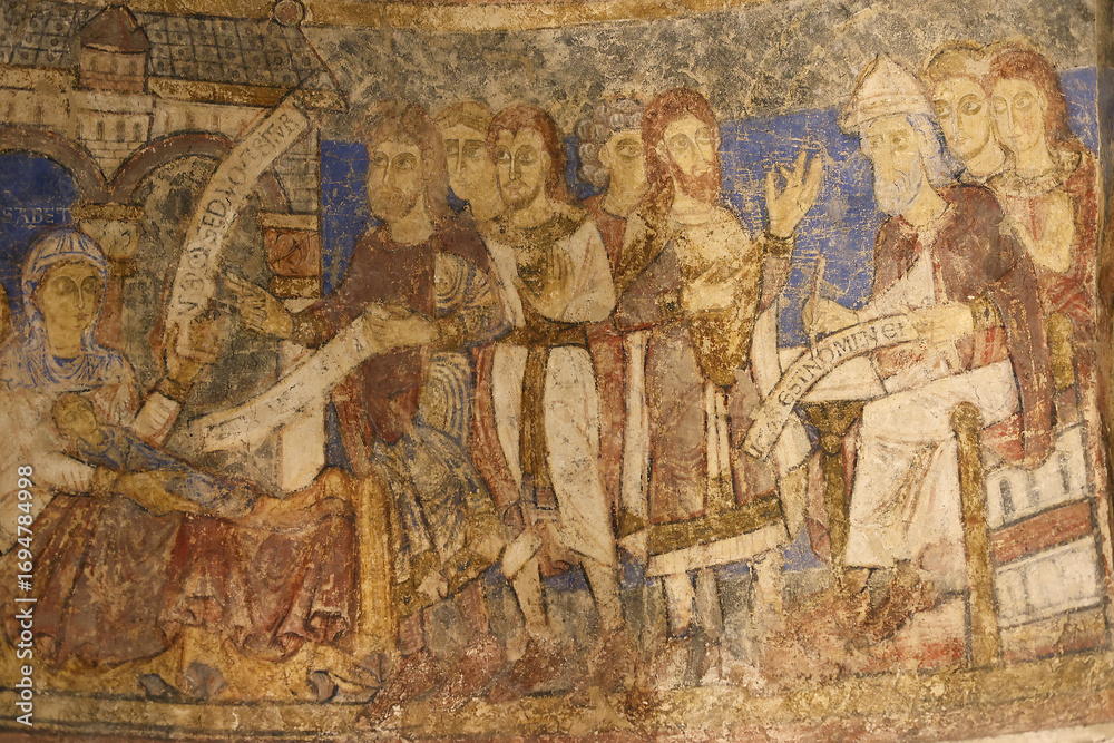 Naklejka premium Canterbury cathedral, Kent, U.K. Fresco in St Gabrielâ€™s chapel