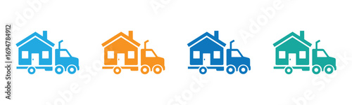 Mobile Home Transportation Icons in Vibrant Colors