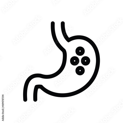 Stylized icon of human stomach with dots representing ulcers or lesions
