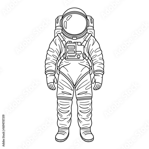 Astronaut in Space Suit Illustration Isolated on White Background for Coloring Books and Educational Resources Explore Outer Space