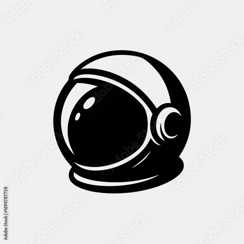 Black and White Astronaut Helmet Illustration for Space Exploration and Cosmic Adventures Ideal for Science Fiction and Futuristic Themes