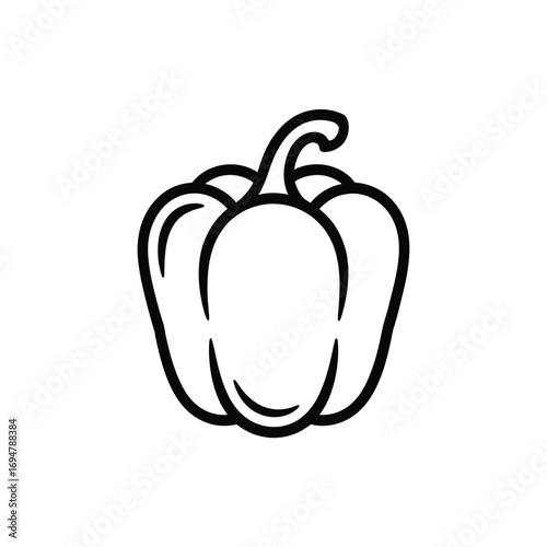 Simple outline drawing of a bell pepper on a white background