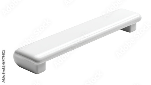 White ceramic drawer pull, modern kitchen, clean background, furniture design