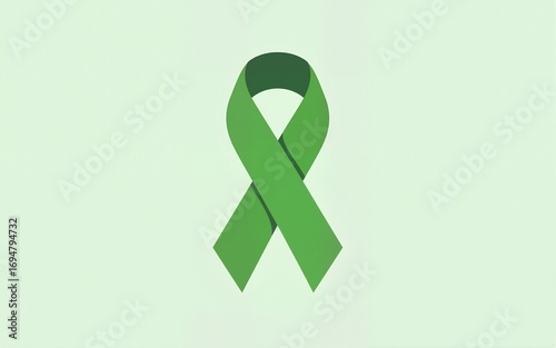 Green ribbon with monochrome earth icon. High quality
