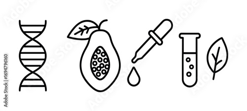 Dna papaya genetic engineering and biotechnology icons