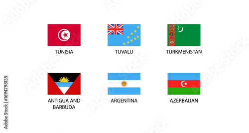 Free Download Flags of tunisia, tuvalu, turkmenistan, antigua and barbuda, argentina, azerbaijan - GFXLoad