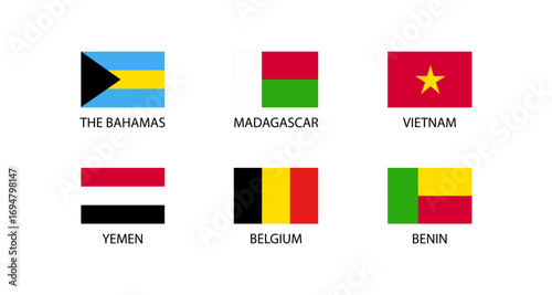 Flags of the bahamas, madagascar, vietnam, yemen, belgium, and benin Free Download Flags of the bahamas, madagascar, vietnam, yemen, belgium, and benin - GFXLoad