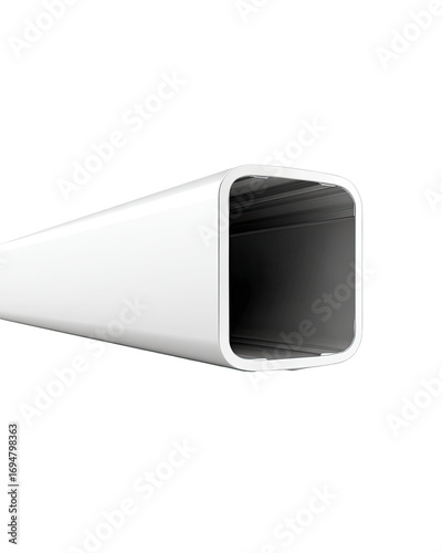 White square tubing, isolated, studio, clean background, construction