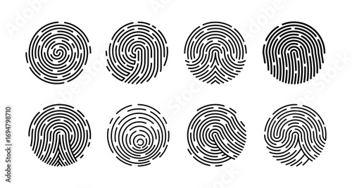 Set of minimalistic fingerprint symbols variety for identity and security