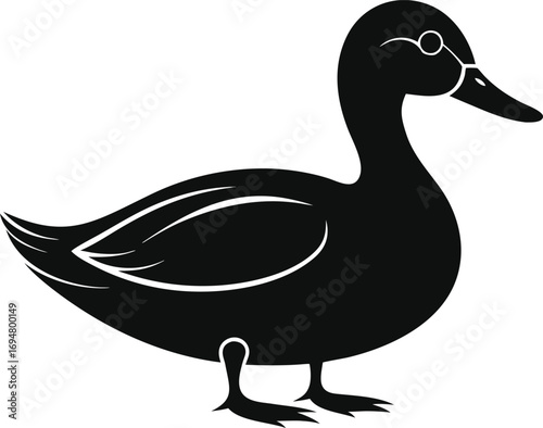 Silhouette of a Duck Wearing Spectacles in Black and White Design