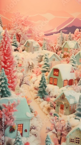 Winter village christmas nature plant.