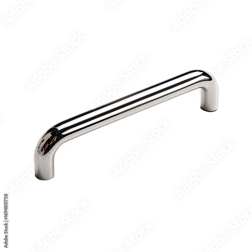 Chrome cabinet pull handle on black background