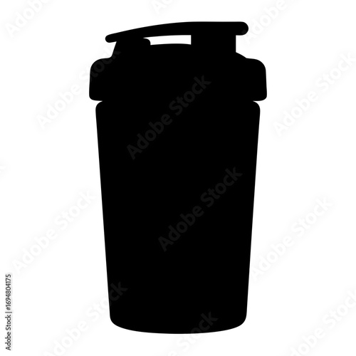 Black protein shaker bottle vector image for gym fitness bodybuilding and workout supplements drinkware design