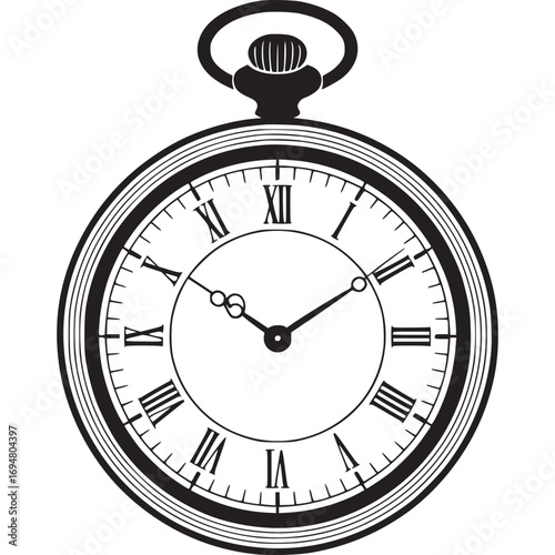 old pocket clock with old style vector