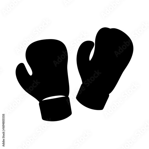 Boxing gloves vector illustration, sports equipment for martial arts, fighter silhouette, punch, kick