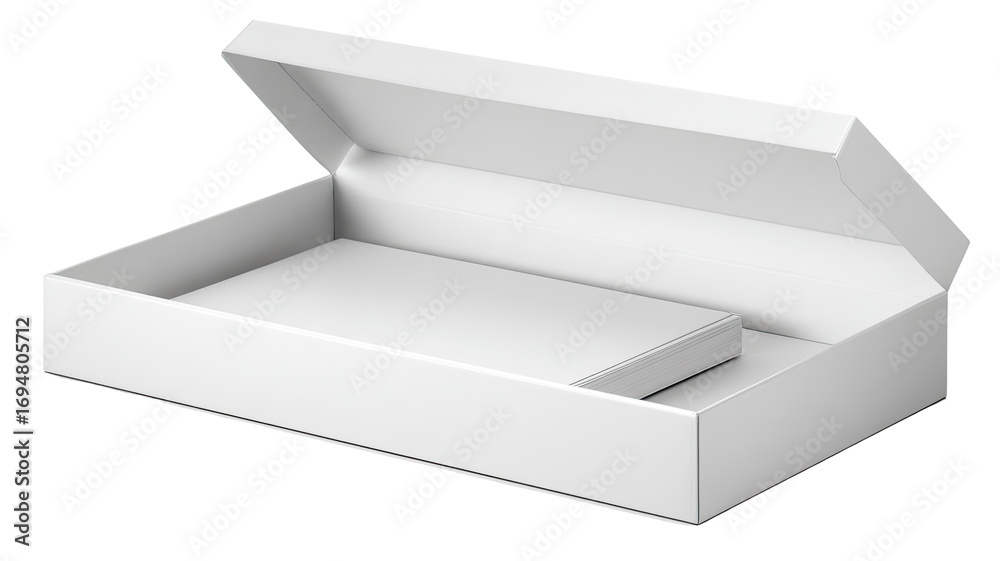 Naklejka premium Open white box, product display, studio, packaging mockup