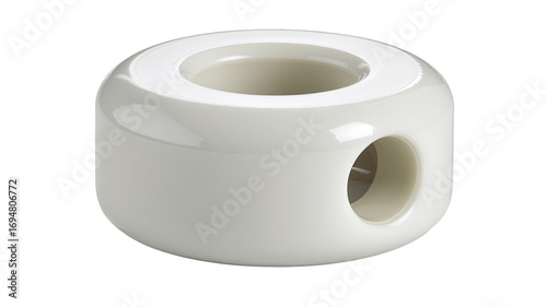 White ceramic bushing, studio shot, industrial background, machinery part