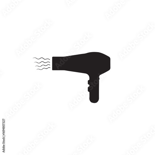 black Hair dryer icon silhouette on clean background