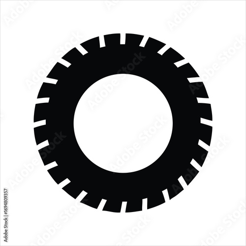 Simple black tire icon on a white background