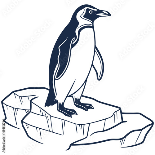 Penguin on Iceberg Silhouette design