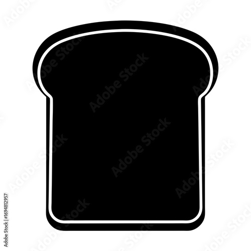 Isolated black silhouette of bread slice for toast sandwich breakfast bakery food diet icon