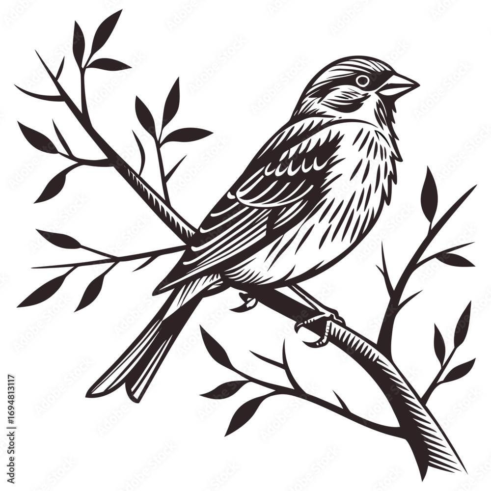 Fototapeta premium Minimalist Sparrow Silhouette