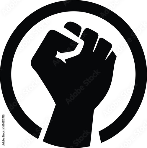 Black silhouette of a single human hand reaching upwards on a white background vector