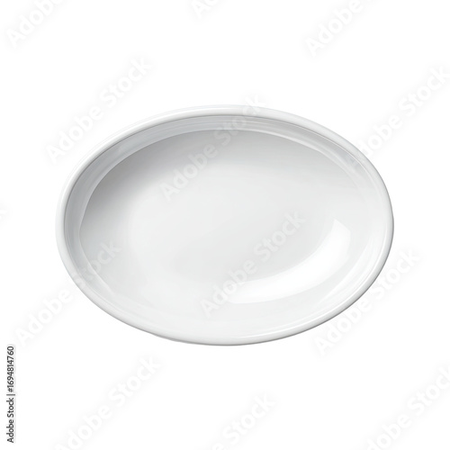 Empty oval white ceramic dish
