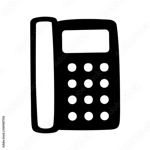Isolated black landline phone vector illustration for communication and office equipment design needs