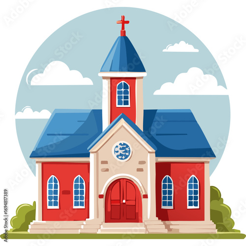 Vector Church with Brick Walls