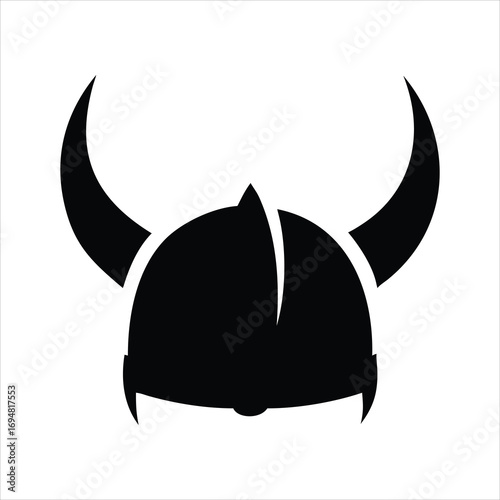 Black viking helmet with horns silhouette icon