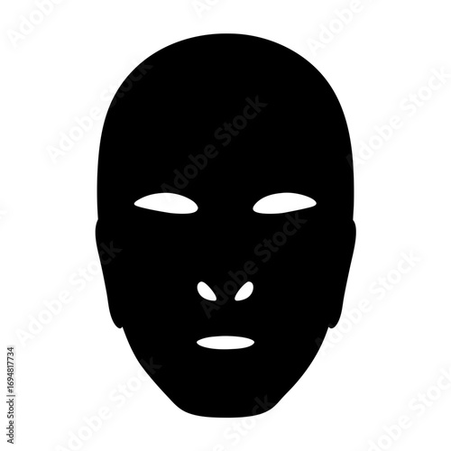 Black silhouette of a face with white eyes and nose for avatar profile and icon design vector