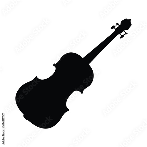 Black silhouette of a violin on a white background