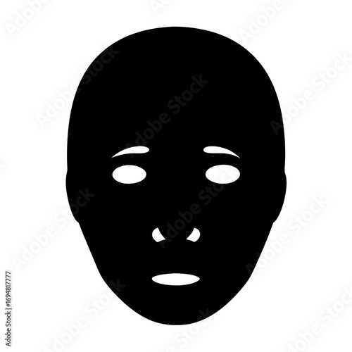 Sad face silhouette vector illustration for expressing emotion and representing mental health issues