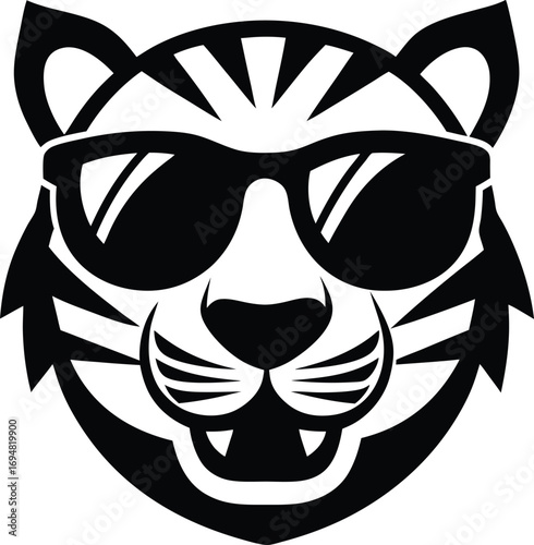 cool tiger wearing sunglasses modern mascot art Vector illustration