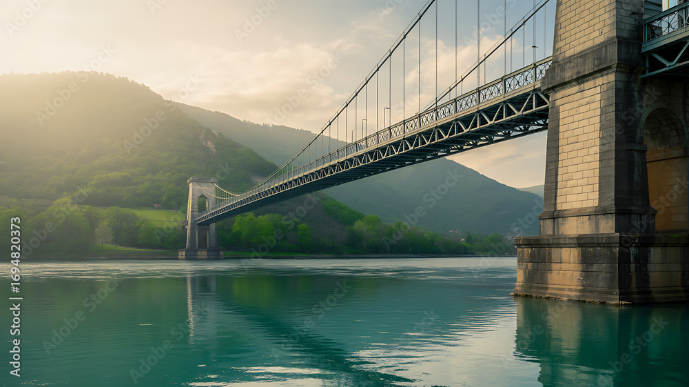 Fototapeta premium bridge over the river in fog