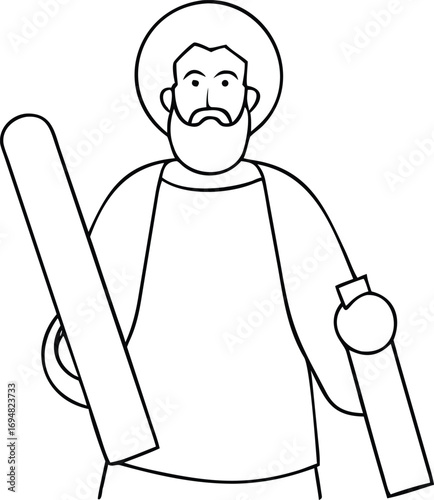 Saint Joseph holding a lily flower on a white background religious 1