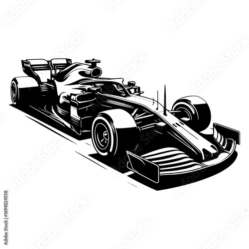 Open Wheel Race Car Three Quarter Front Perspective Illustration