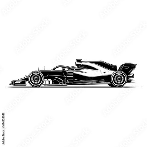 Open Wheel Race Car Side Profile Illustration