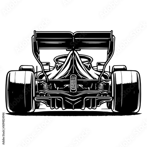 Open Wheel Race Car Rear View Illustration