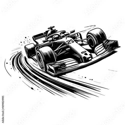 Formula Race Car Carving A Sweeping Corner