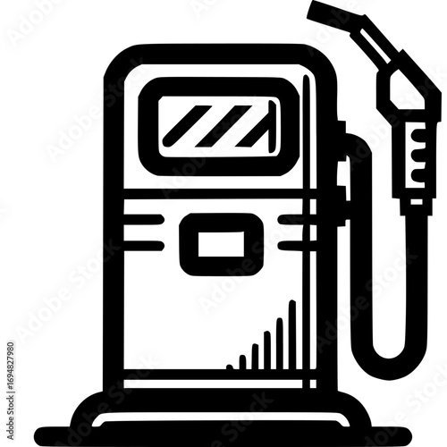 Fuel Dispenser Icon: A sleek, minimalist icon depicts a fuel dispenser, a symbol of modern transportation and energy, perfect for illustrating concepts related to vehicles, fuel.